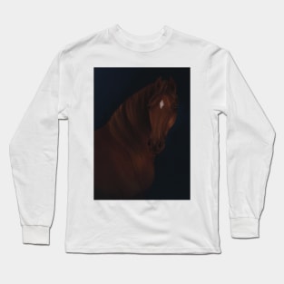 Chestnut Arabian Painting Studio Portrait Long Sleeve T-Shirt